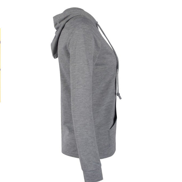 Casual Slim Pure Color Zipper Hooded Long Sleeve Jacket