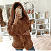 Fashion Bandage Hooded Lapel Plush Coat