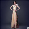 Women's fashion one-shoulder print evening dress