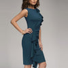 Round Neck Sleeveless Ruffles Bodycon Dress