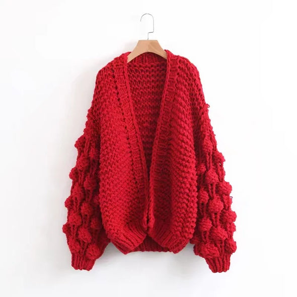 Fashion Thick Wool Hand-knitted Sweater Cardigan Coat