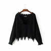 Fashion V-Neck Backless Tassel irregular Knitting Sweater