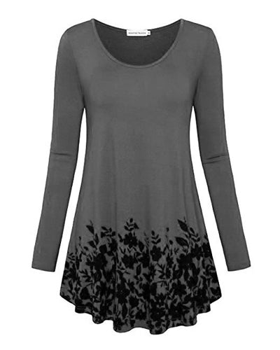 Long Sleeve Printed Round Neck T-Shirt