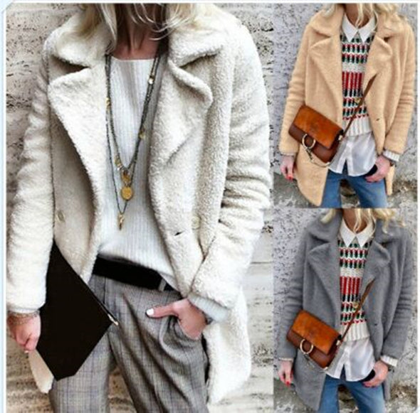 Fashion Long-sleeved Lapel Plush Women's Jacket