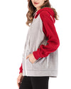 Loose Hooded Colorblock Long Sleeve Zip Sweater