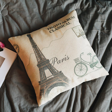 Eiffel Tower Cotton Pillow