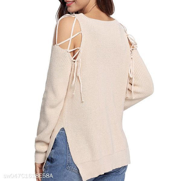 Fashion Round Neck Strapless Sweater