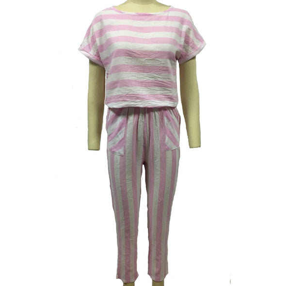 Summer women's striped jumpsuit