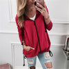 Solid Color Long Sleeve Hooded Zipper Cardigan