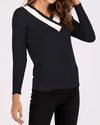 New V-Neck Long-Sleeved Slim Color Matching Sweater