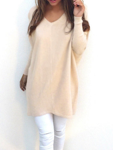 Fashionable V-Neck Long Sleeved  Thin  Sweater