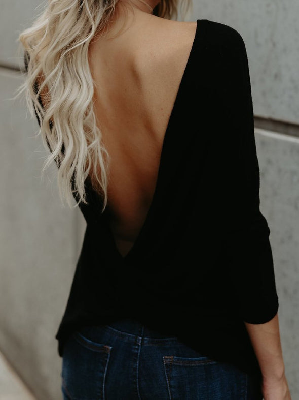 Cross Back V-Neck Fashion Pullover Sweater