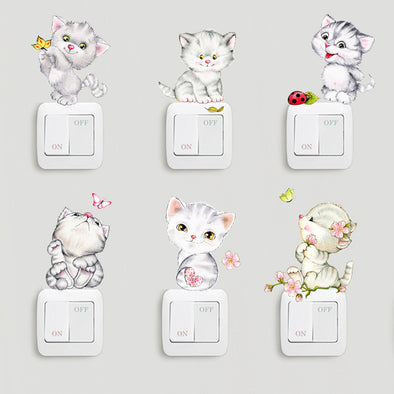 Cartoon Kitten Switch Wall Sticker