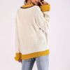 V-Neck Loose Contrast Color Wild Lazy Wind Sweater