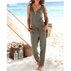 Sexy V Collar Sleeveless Slim Jumpsuit With Pockets