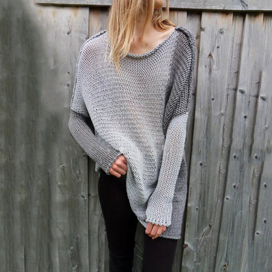 Hit Color Round Neck Long Sleeve Sweaters