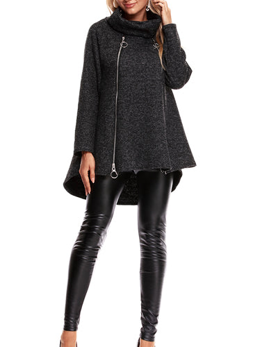 Long Sleeve Solid Color Turtleneck Coat