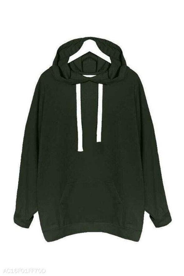 Hooded  Drawstring Kangaroo Pocket  Plain  Batwing Sleeve Hoodies