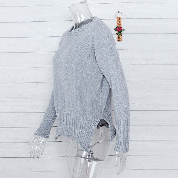 Solid Color Bat Sleeve Loose Sweater