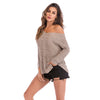 Long-sleeved V-neck sweater with a strapless top