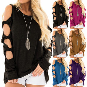 Sexy Off Shoulder Long Sleeve O-Neck T-Shirt