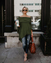 Irregular Off-The-Shoulder Collar Bat T-Shirt