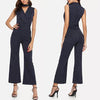 V Collar Halter Stripes Sleeveless Jumpsuit