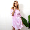 New Off Shoulder Sexy Striped Casual Dress