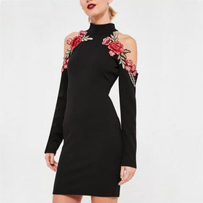 Embroidered Rose Classic Evening Dress