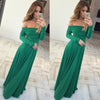 Cutaway Shoulder Long Sleeve Evening Dress