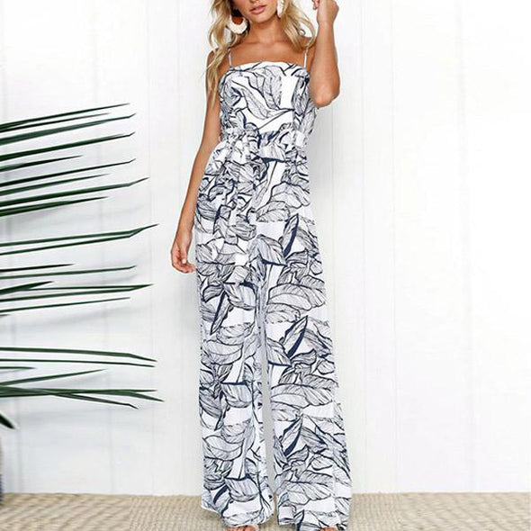 Sexy Fashion Sleeveless Floral Print Jumpsuit