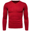 New V-neck Men's Solid Color Long-sleeved Sweater