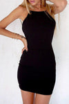 Black  Backless Sheath Sleeveless Bodycon Dresses