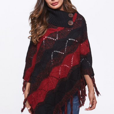 Tassel knitting Hit Color Cloak Outwear