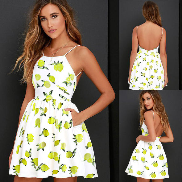 Women's sling print short dress