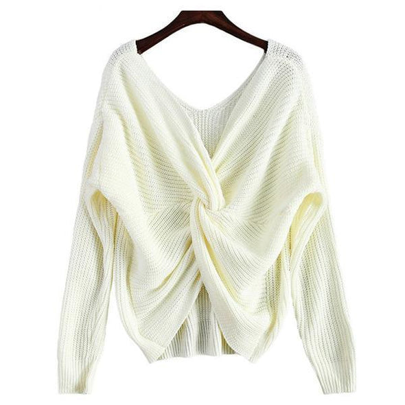 Women Twisted Back Knitted Sweaters