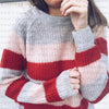 Round Neck Striped Colorblock Sweater