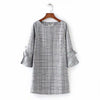 3/4 Sleeve Check Shift Dresses