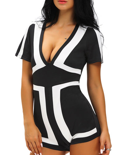 Women's V-neck Short-Sleeved Bodysuit