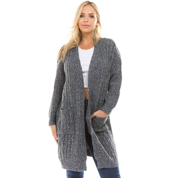 Loose Double Pocket Knitting Cardigan