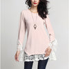 O-Neck Long Sleeve Irregular Stitching Hook Flower Hollow T-Shirt