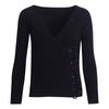 Side Bandage V- neck Long Sleeve Sweaters