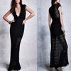 Fashion Sexy V Collar Lace Hollow Evening Dress