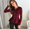 O-Neck Long-Sleeved Zipper Slim Short Jacket