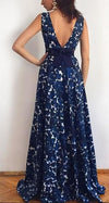 Fashion Print Halter Sleeveless With Belt Evening Dress