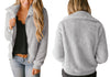 Simple Solid Stand-Neck Zipper Cardigan Coat