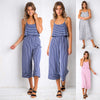 Women's striped hanging bandwidth loose jumpsuit