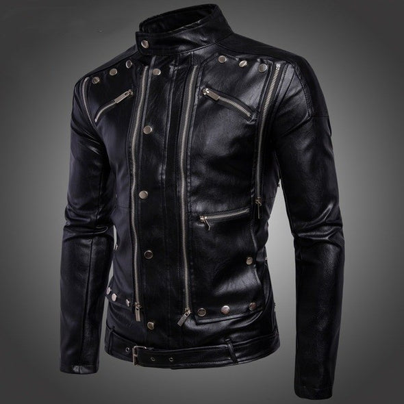 Locomotive Multi-zip Leather Men's Jacket