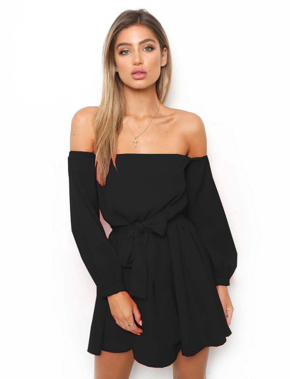 New Sexy Slash Neck Strap Chiffon Dress