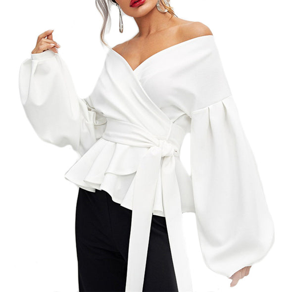 Women's Off-The-Shoulder Lantern Sleeve Shirt